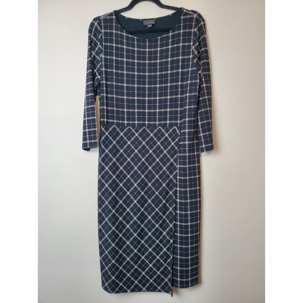 J. Jill Wearever Collection Medium Dress Stretch Knit Black‎ Plaid Wrap Front - Picture 3 of 12